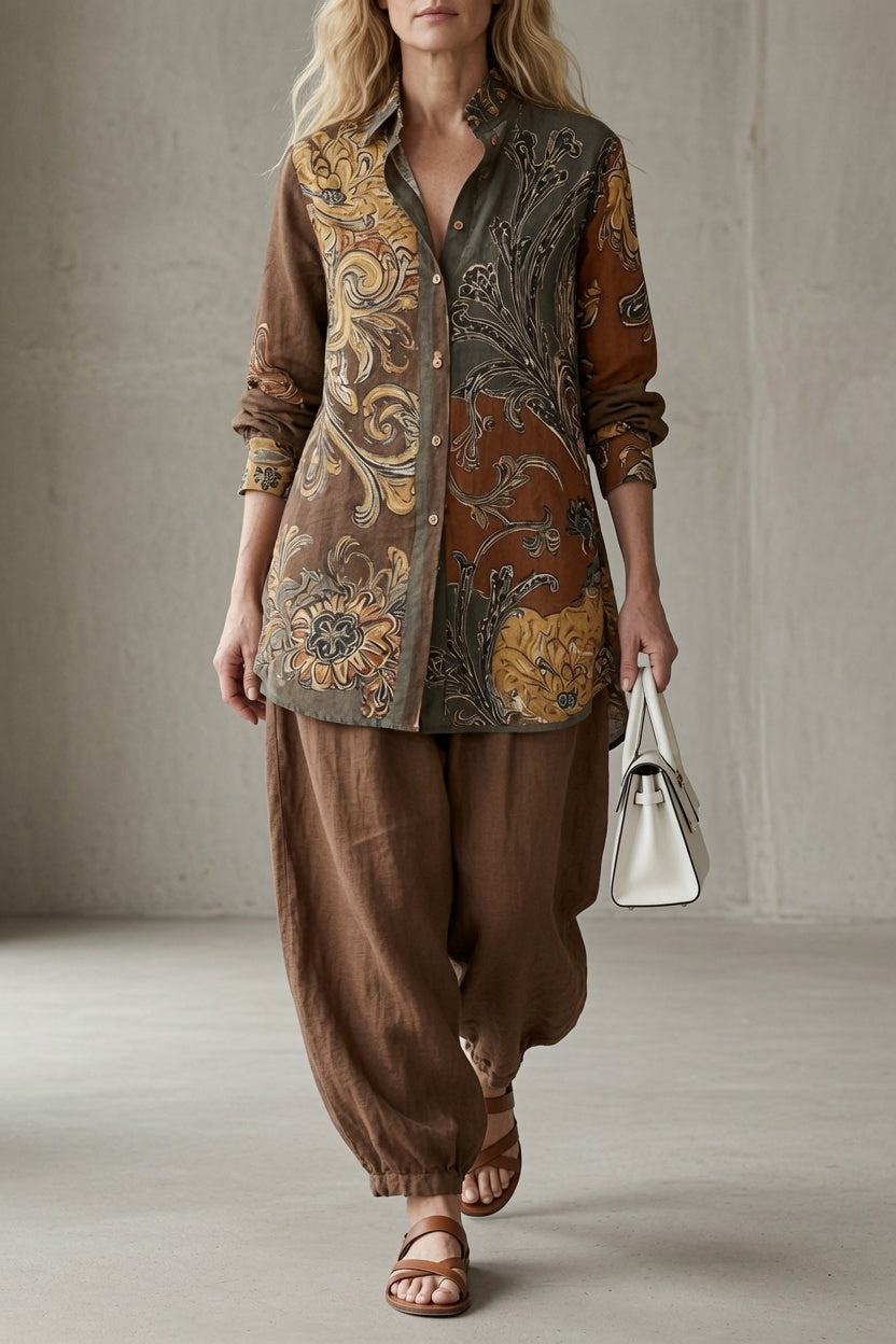 Printed Shirt and Trousers Vintage Set - Susan & Anne