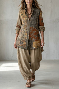 Printed Shirt and Trousers Vintage Set - Susan & Anne