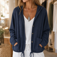 Adjustable Drawstring Hooded Lightweight Jacket - Susan & Anne
