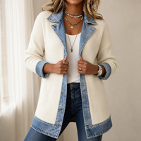 Denim-Trim Ribbed Knit Cardigan Coat – Susan & Anne