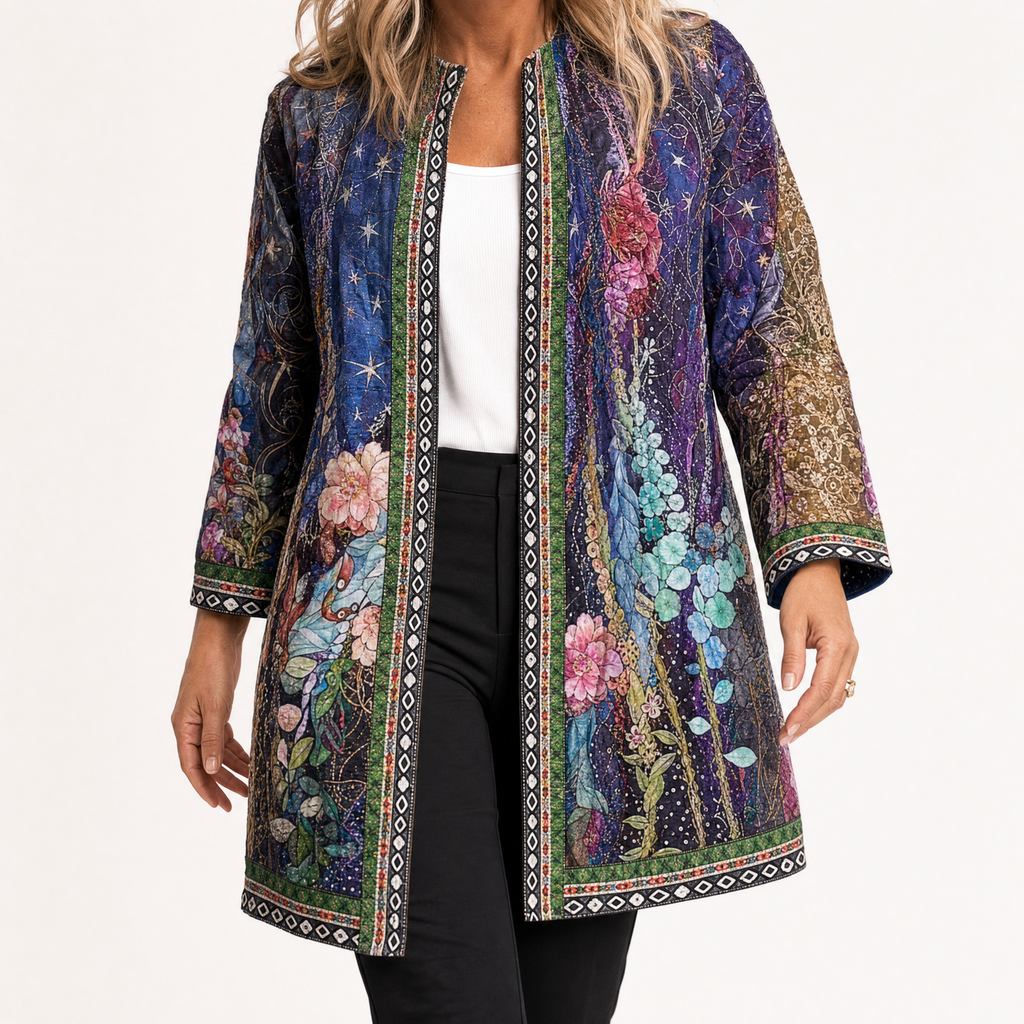 Art-Print Open Jacket for Effortless Style - Susan & Anne