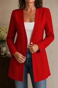 V-Neck Single-Button A-Line Blazer - Susan & Anne