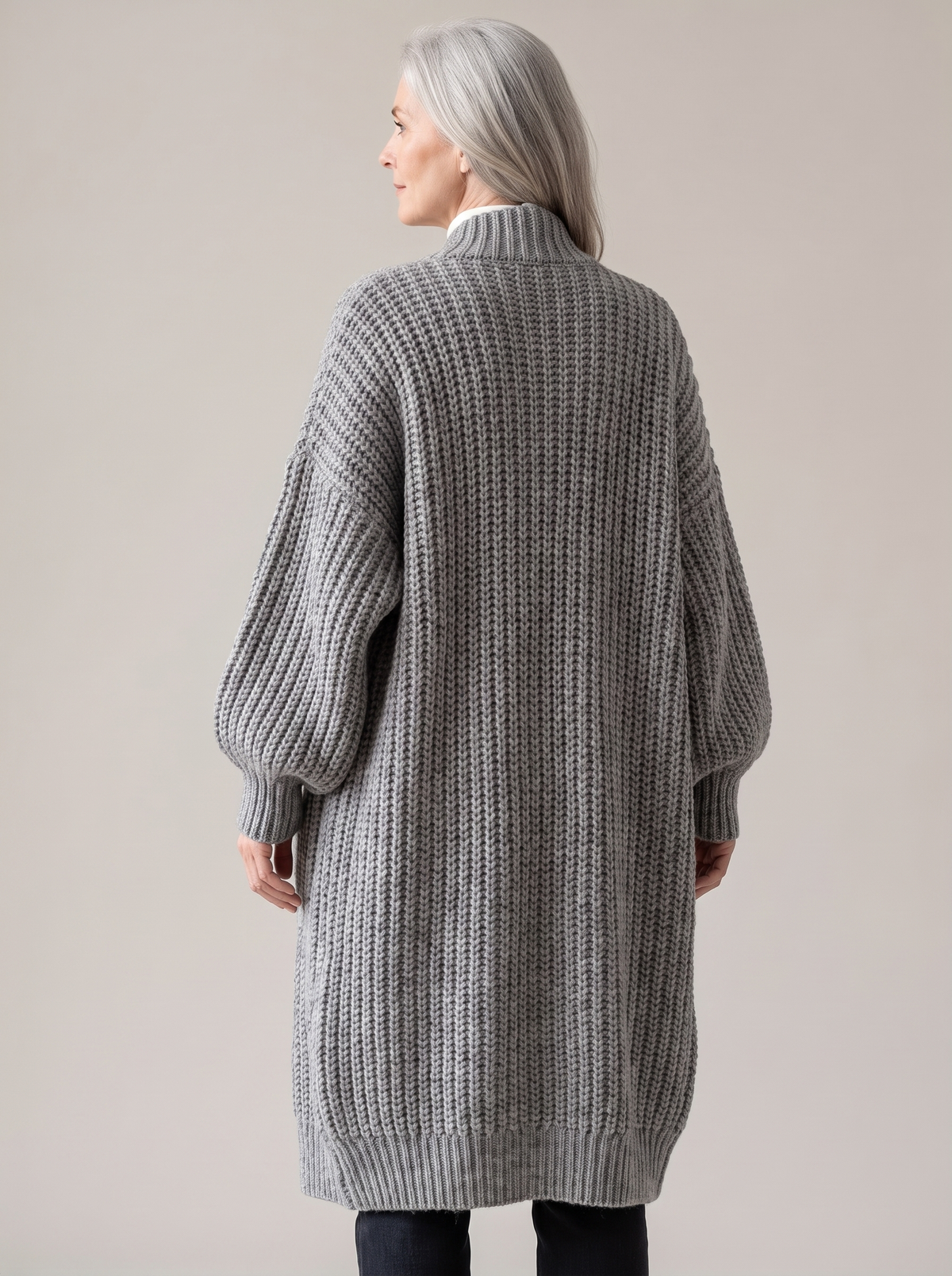 Front view of the rosalienne soft-touch longline cardigan