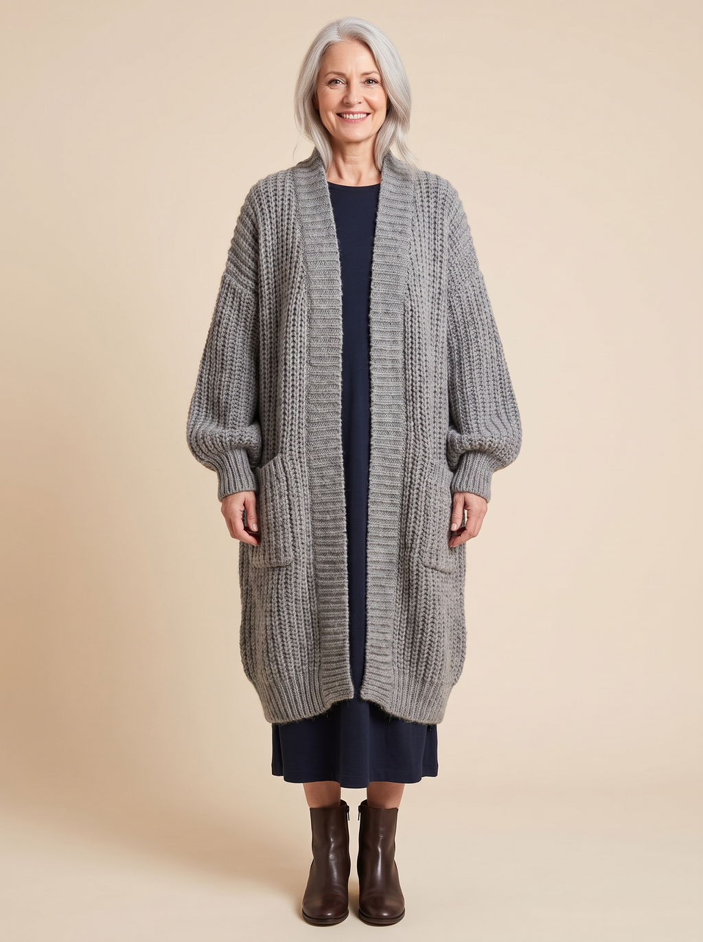 Back view of the rosalienne soft-touch longline cardigan
