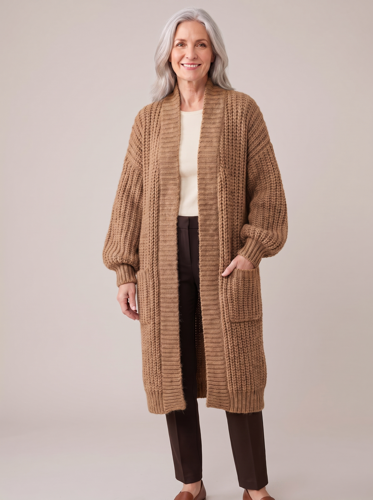 Styled look with the rosalienne soft-touch longline cardigan