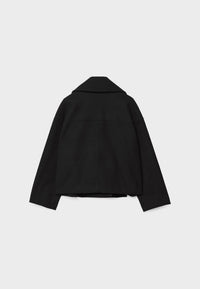 Elegant Wool Peacoat Jacket for Women with Notch Lapel Long Sleeve Double Breasted Cropped Oversized Style - Susan & Anne