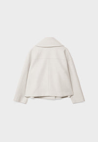 Elegant Wool Peacoat Jacket for Women with Notch Lapel Long Sleeve Double Breasted Cropped Oversized Style - Susan & Anne