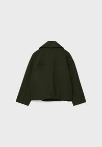 Elegant Wool Peacoat Jacket for Women with Notch Lapel Long Sleeve Double Breasted Cropped Oversized Style - Susan & Anne