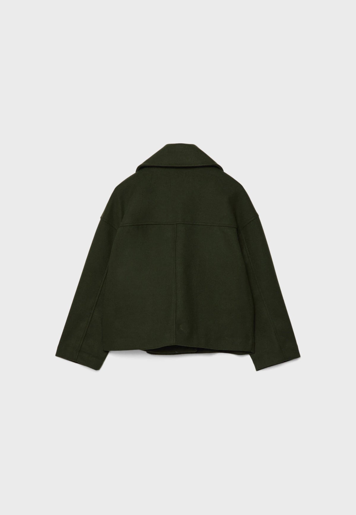 Elegant Wool Peacoat Jacket for Women with Notch Lapel Long Sleeve Double Breasted Cropped Oversized Style - Susan & Anne