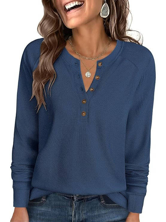 Styled look with the zadie waffle knit henley top