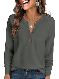 Styled look with the zadie waffle knit henley top