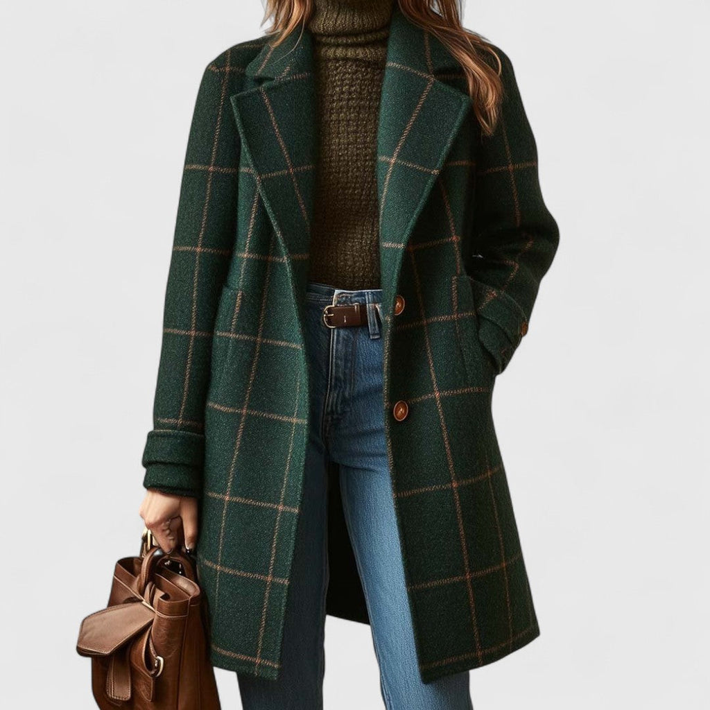 Women's Elegant Checked Coat - Susan & Anne