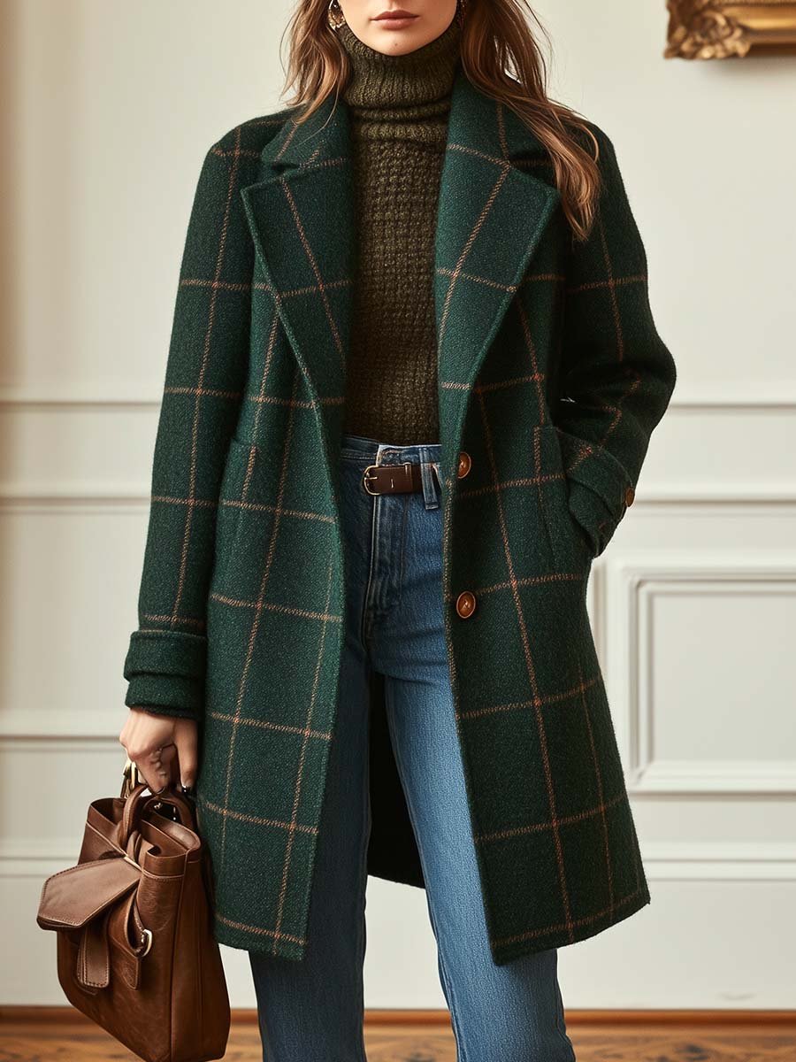 Styled look with the dominique retro plaid tweed coat