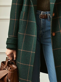 Front view of the dominique retro plaid tweed coat
