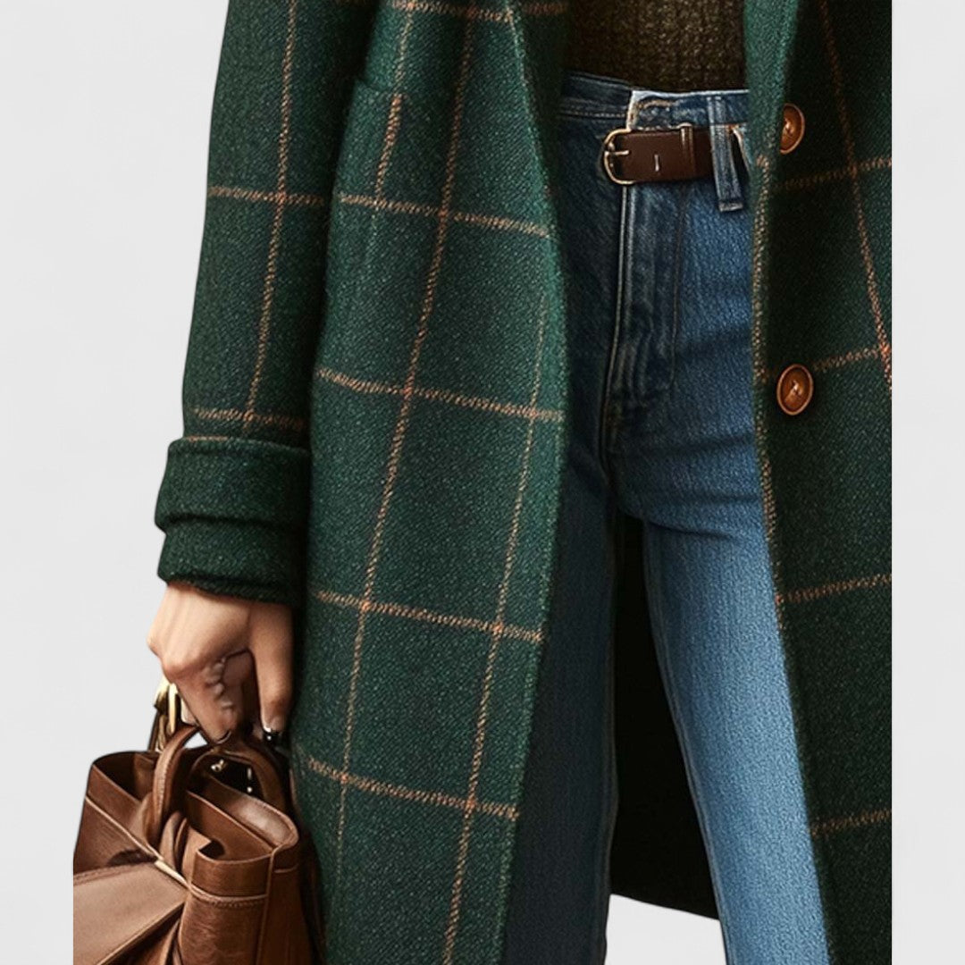 Women's Elegant Checked Coat - Susan & Anne