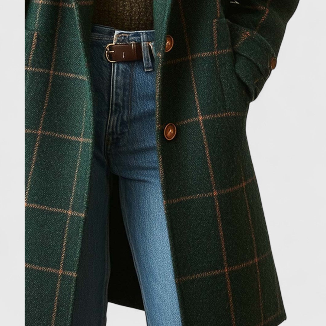 Women's Elegant Checked Coat - Susan & Anne