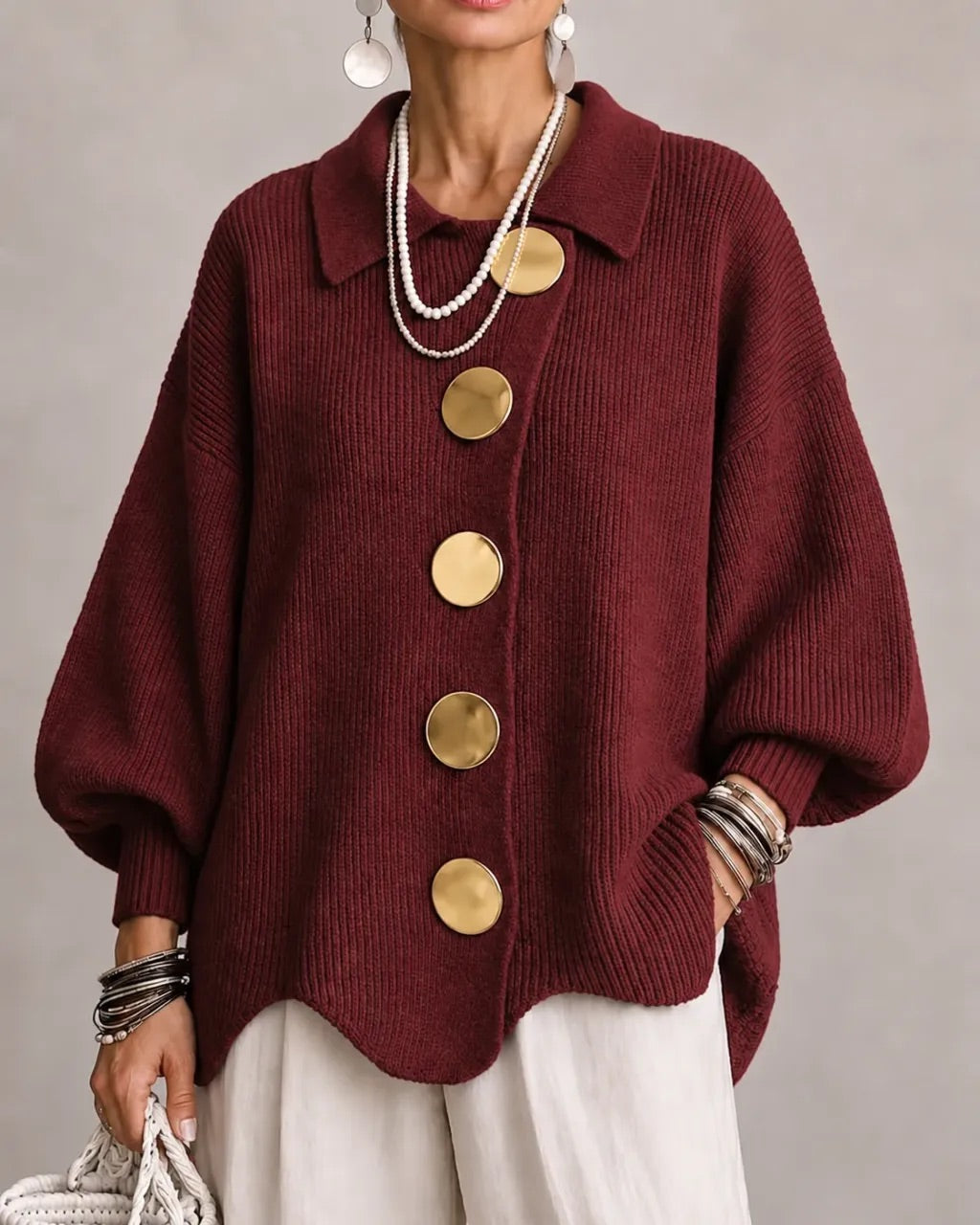 Karina – Oversized Collared Button Cardigan