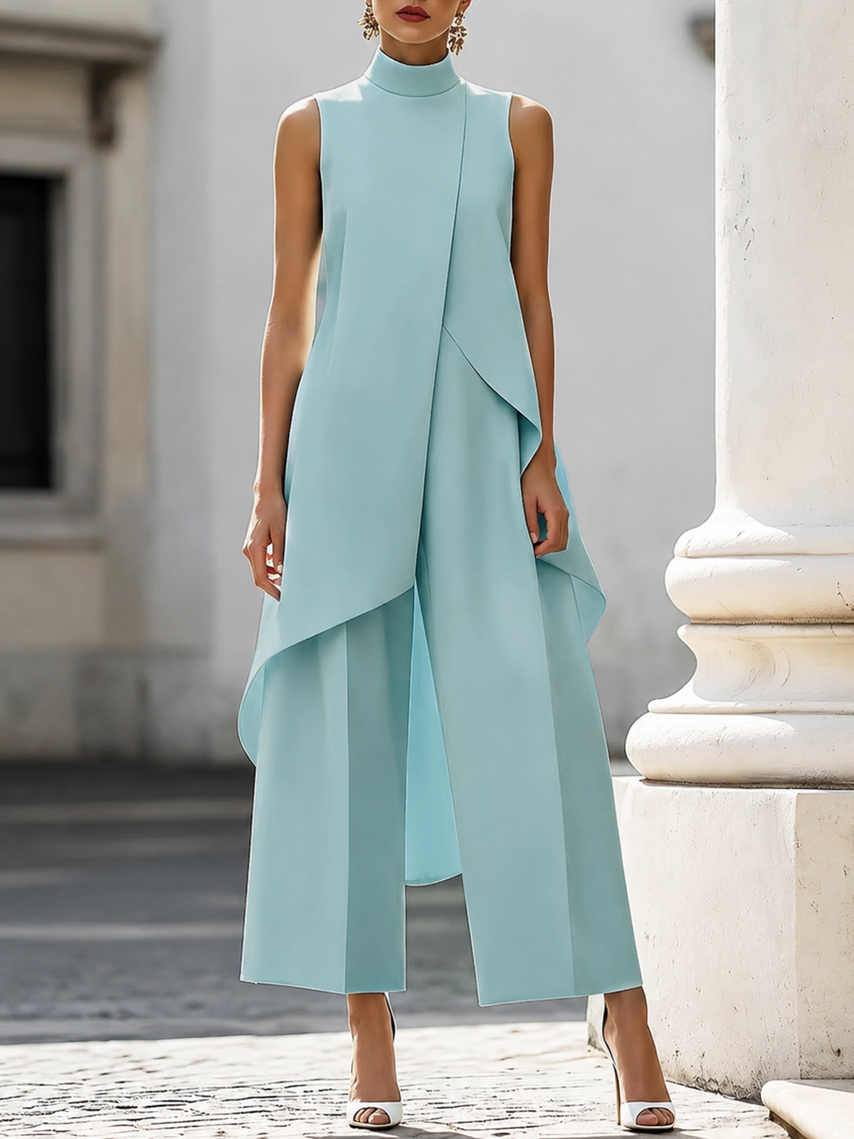 Elegant Wide-Leg Two-Piece Suit - Susan & Anne