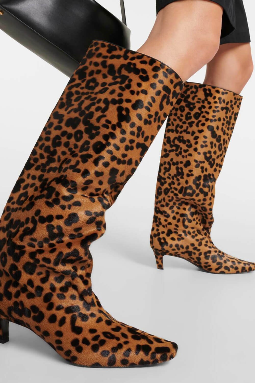 Leona – Leopard Print Slouchy Knee-High Kitten Heel Boots