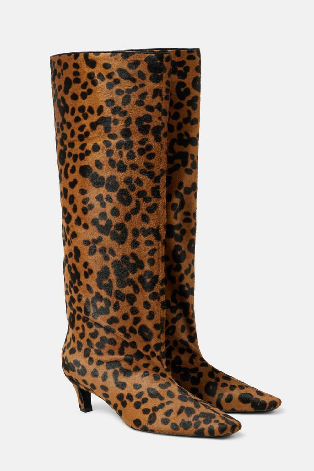 Leona – Leopard Print Slouchy Knee-High Kitten Heel Boots