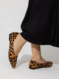 Leopard Pointed-Toe Ballet Flats in leopard — view 4
