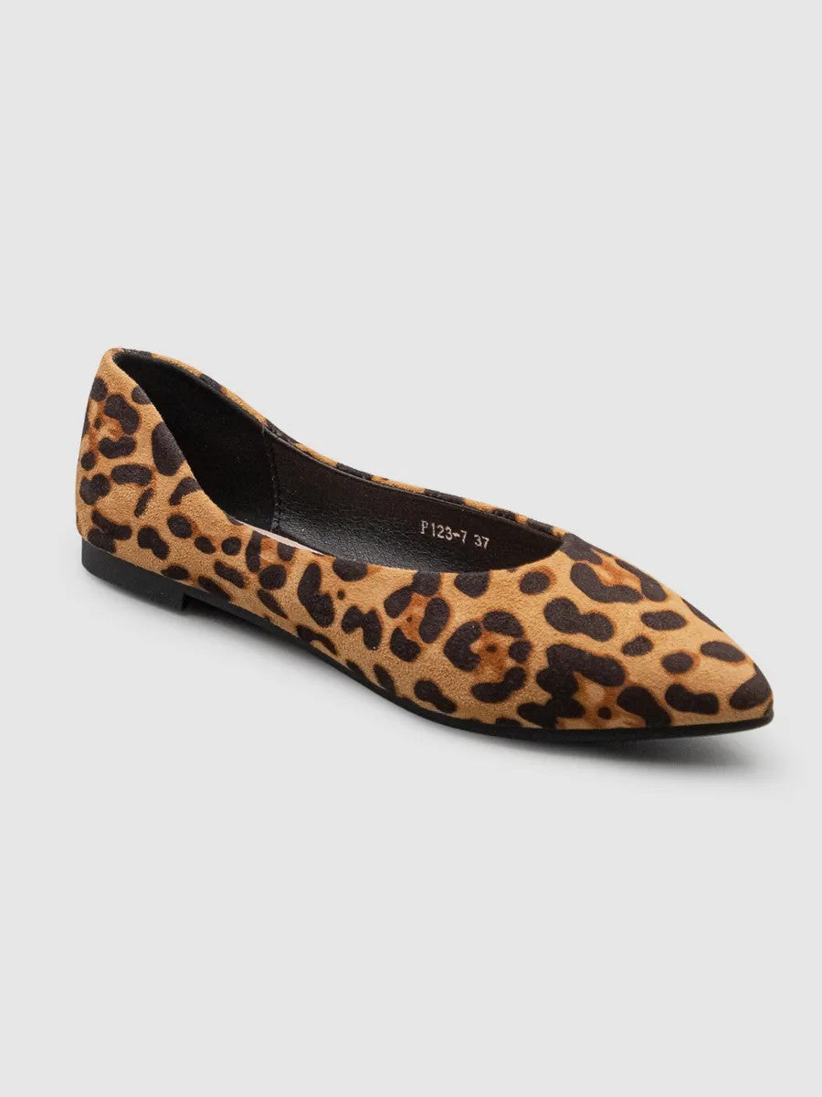 Leopard Pointed-Toe Ballet Flats in leopard — view 7
