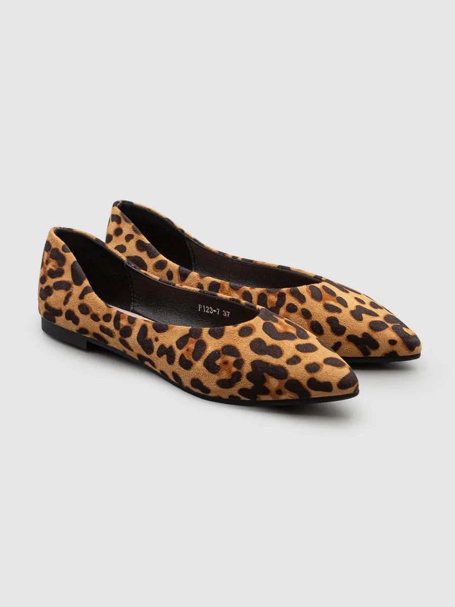 Leopard Pointed-Toe Ballet Flats in leopard — view 8