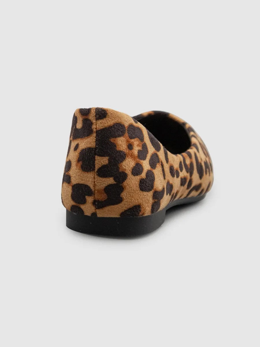 Leopard Pointed-Toe Ballet Flats in leopard — view 9