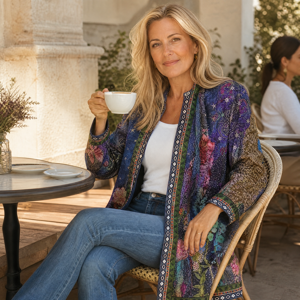 Art-Print Open Jacket for Effortless Style - Susan & Anne