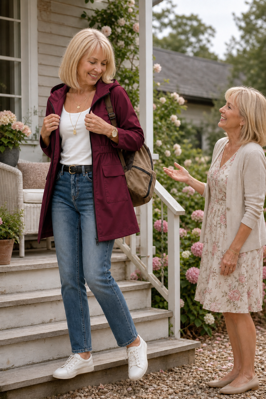 Drawstring Waist Hooded Rain Jacket - Susan & Anne