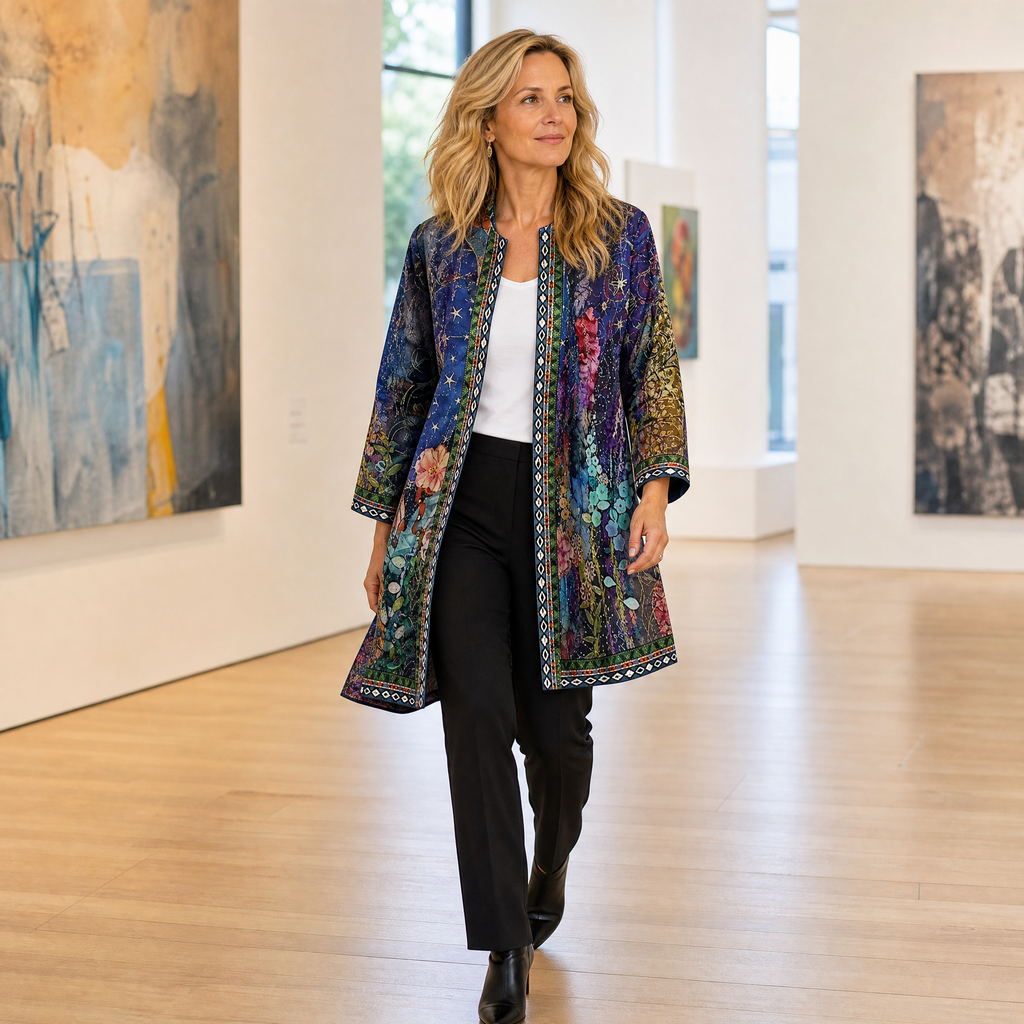 Art-Print Open Jacket for Effortless Style - Susan & Anne