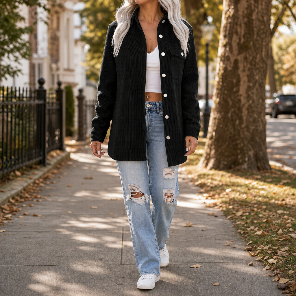 Oversized Wide-Wale Shirt Jacket - Susan & Anne