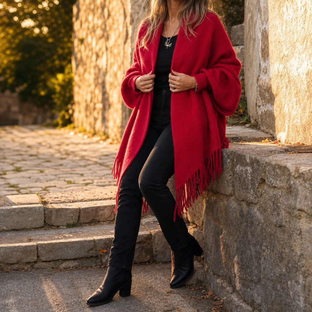Fringed Shawl-Collar Wrap Coat – Susan & Anne