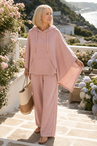 Hooded Cape And Wide-Leg Trouser Set - Susan & Anne