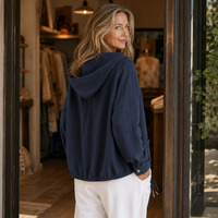 Adjustable Drawstring Hooded Lightweight Jacket - Susan & Anne