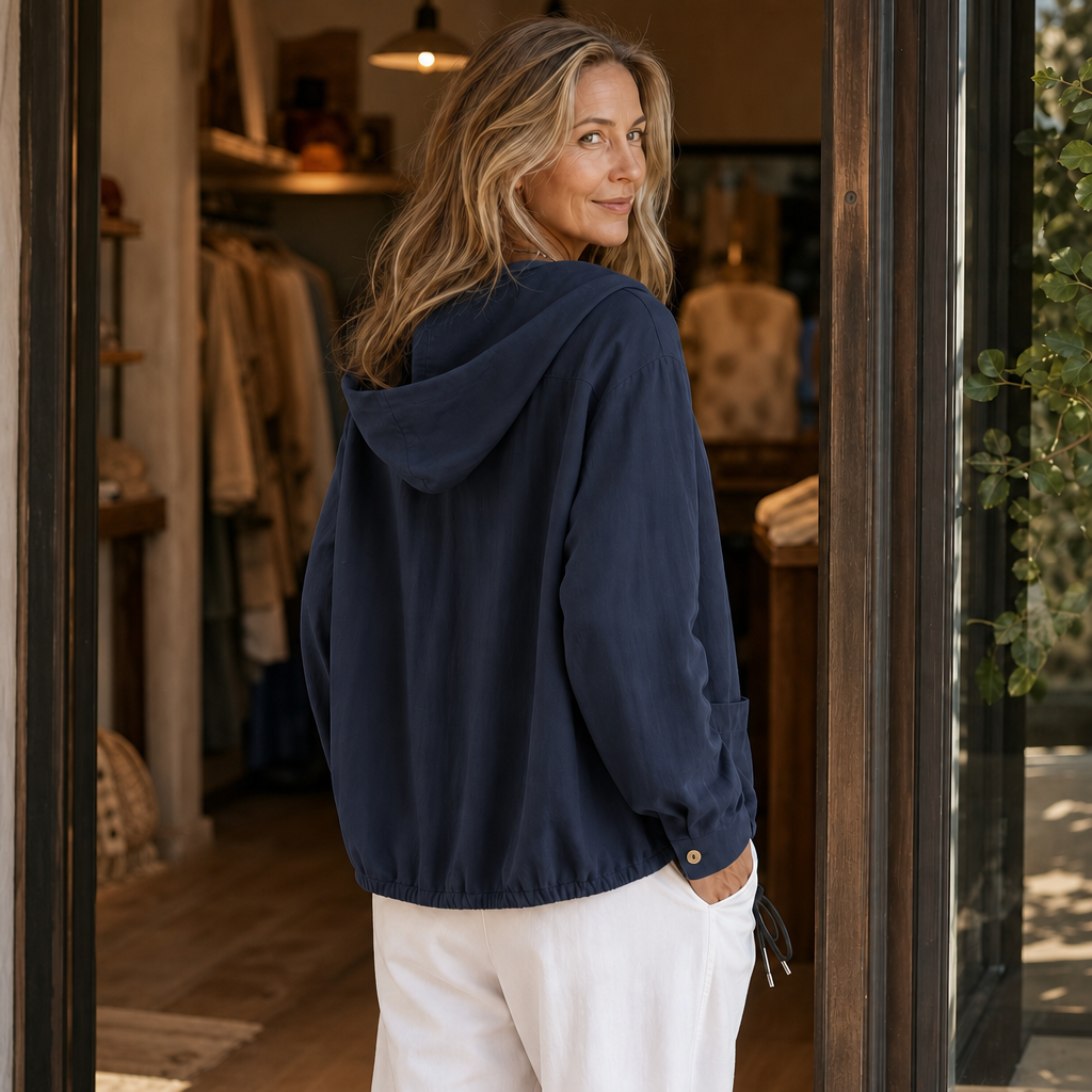 Adjustable Drawstring Hooded Lightweight Jacket - Susan & Anne