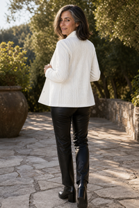 Textured Knit Stand-Collar Open-Front Blazer - Susan & Anne