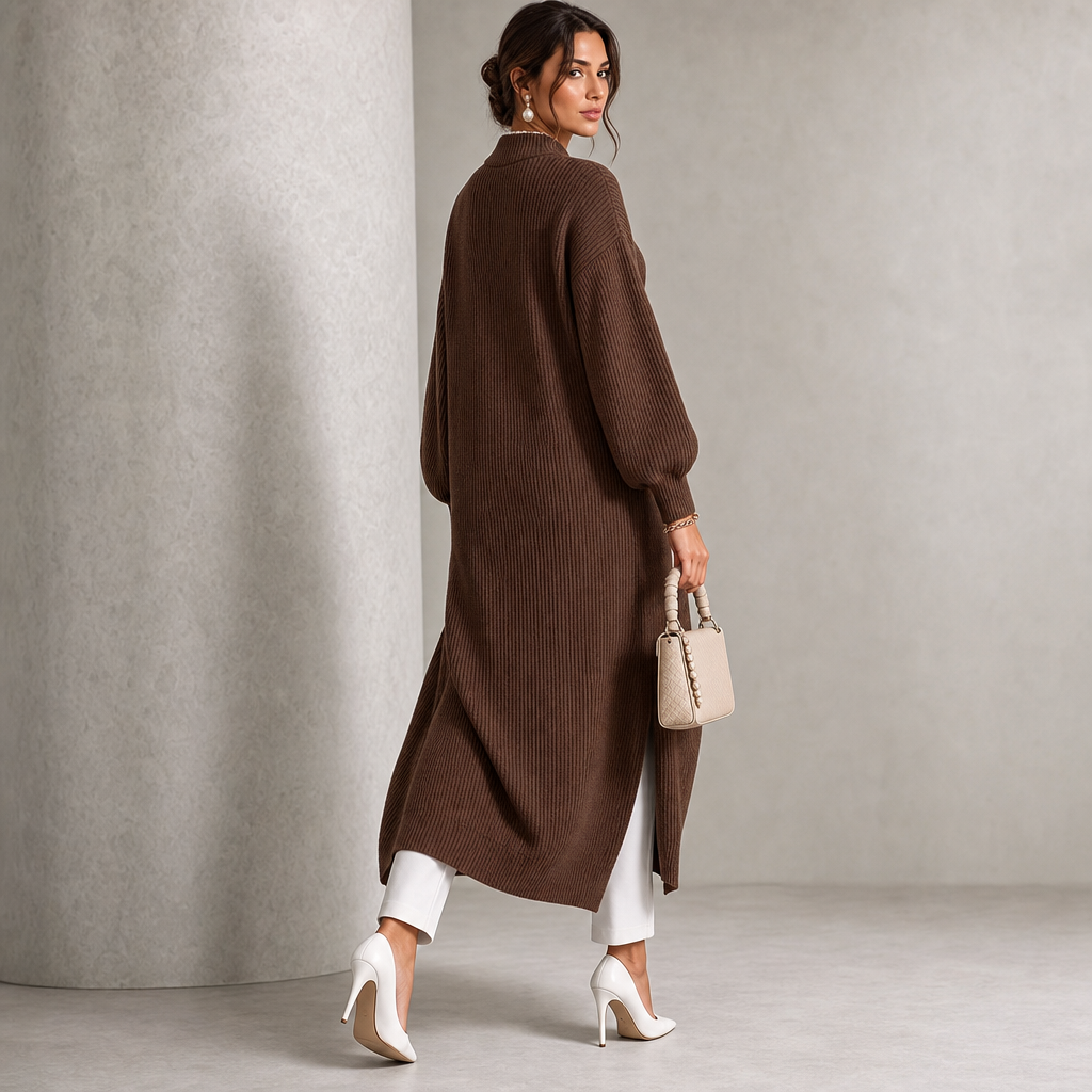 Gold-Button Long Ribbed Knit Tunic – Susan & Anne