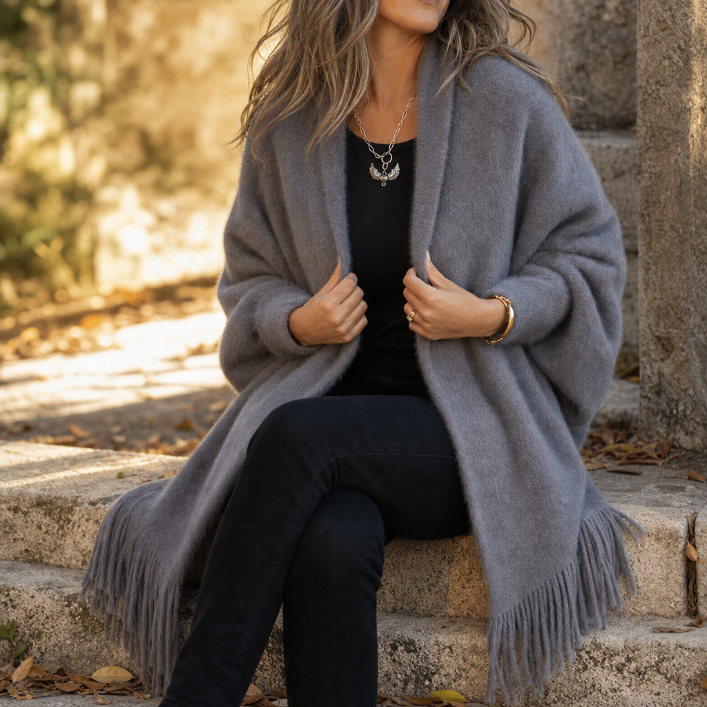 Fringed Shawl-Collar Wrap Coat – Susan & Anne