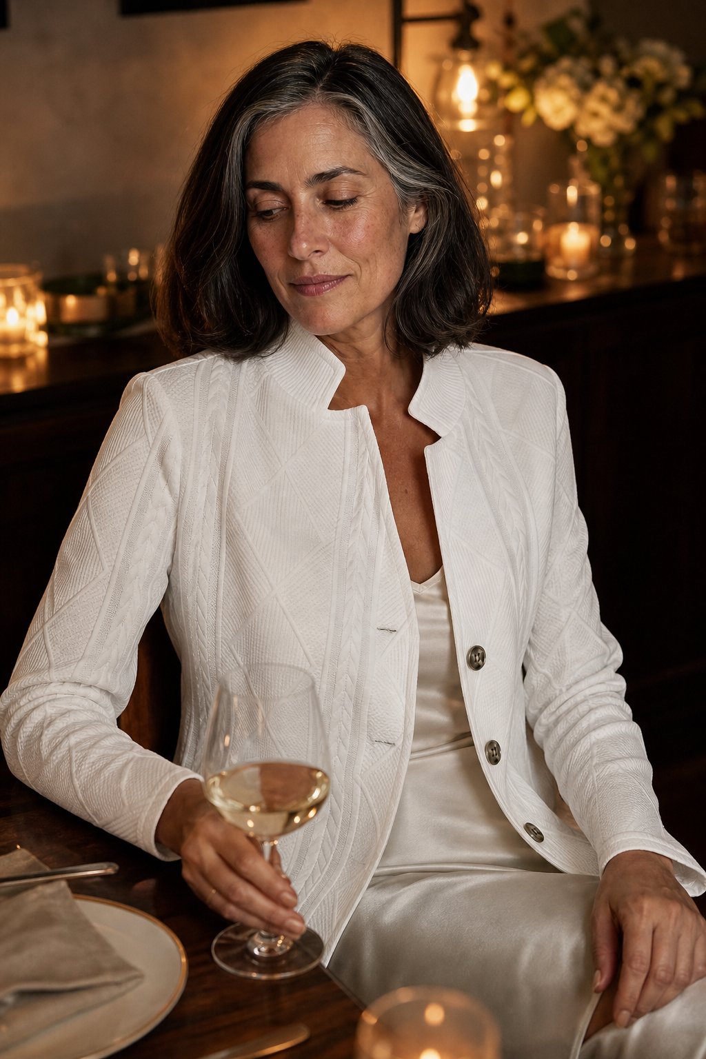 Textured Knit Stand-Collar Open-Front Blazer - Susan & Anne