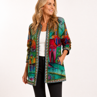 Art-Print Open Jacket for Effortless Style - Susan & Anne