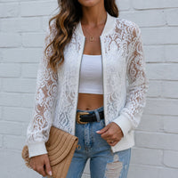 Floral Lace Zip Up Bomber Jacket for Women - Susan & Anne