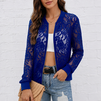 Floral Lace Zip Up Bomber Jacket for Women - Susan & Anne