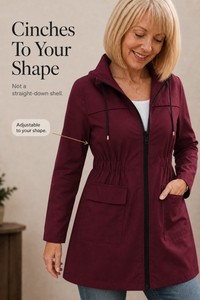 Drawstring Waist Hooded Rain Jacket - Susan & Anne