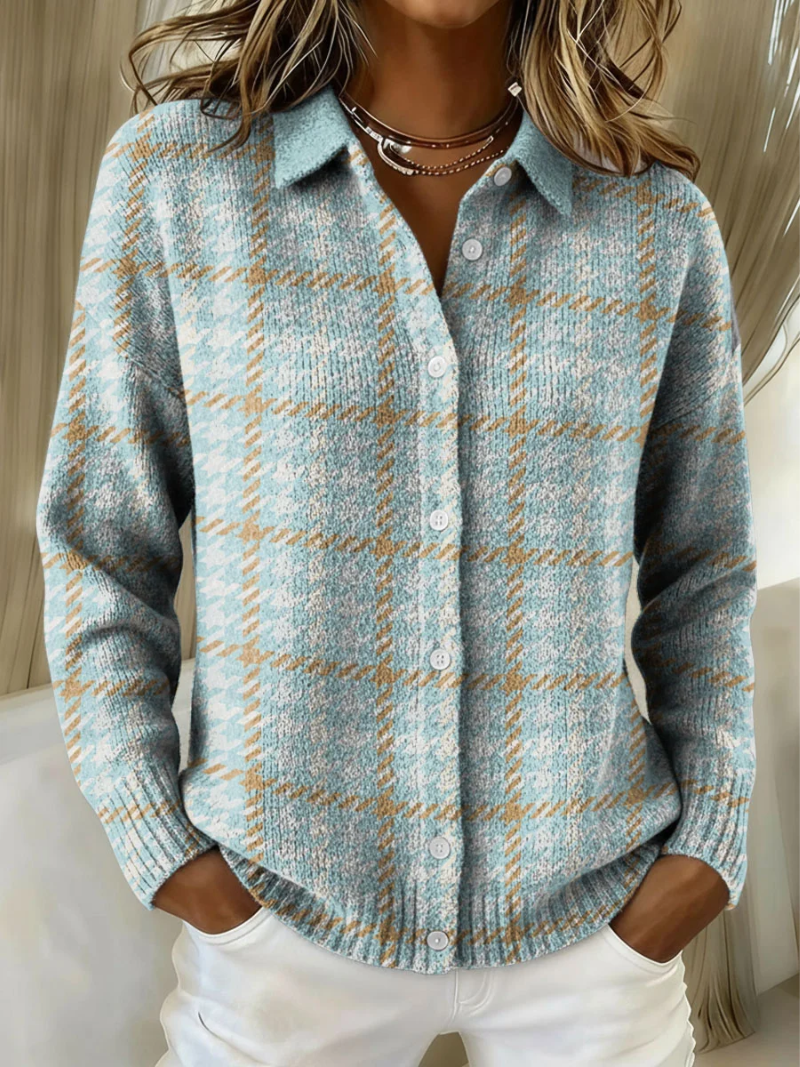 Effortless Blue Plaid Flannel Shirt for Women with Collared Long Sleeve Button Front Relaxed Style - Susan & Anne