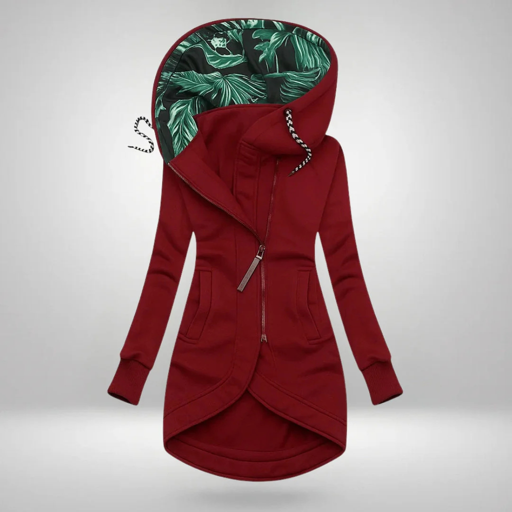 Hooded Curved-Hem Zip Coat – Susan & Anne