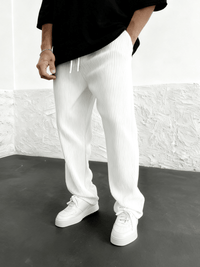 Styled look with the relaxed heavyweight knit wide-leg pants | baggy stretch-waist fit
