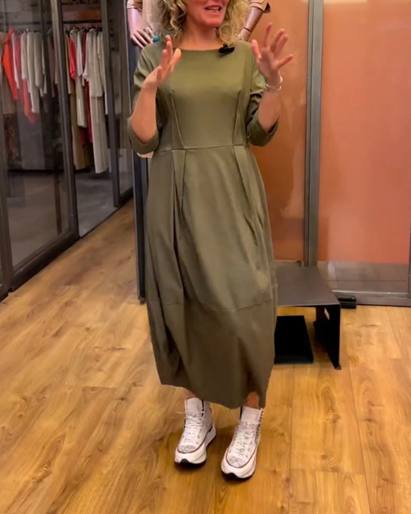Berenice - 3/4-Sleeve Round-Neck Dress