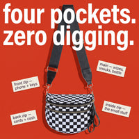 The Freehand crossbody bag has four zip pockets: front, main, back and inside