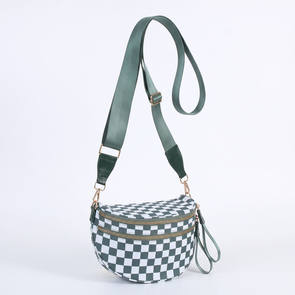 The Freehand crossbody bag in Sage Check